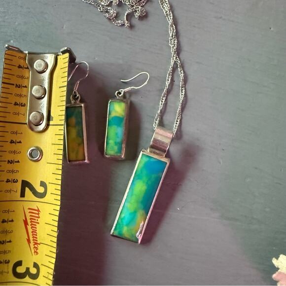 Taxco Mexico 925 Sterling Silver Necklace Pendant Earrings - Picture 4 of 15